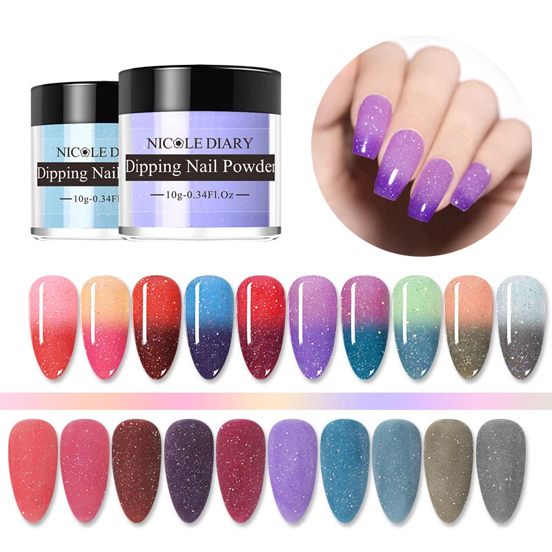 NICOLE DIARY 10g Thermal Color Changing Nail Dipping Powder Dust Dip Liquid  Tool