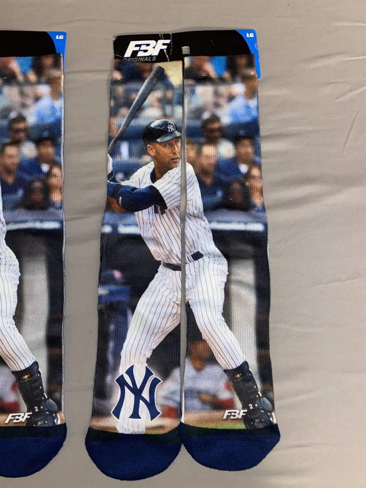 FBF For Bare Feet New York Yankees Derek Jeter Pinstripe Socks MLB Baseball Lrg - Image 3 of 4