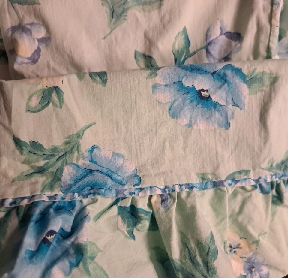 Liz Claiborne KING 1 Sábana Plana 3 Fundas de Almohada Floral 100% Algodón Percal Volantes Foto 2 de 4