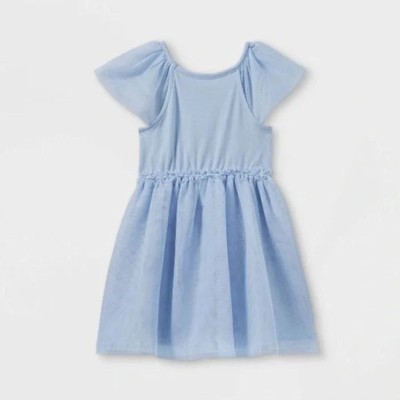 Cat & Jack - Sparkle Rainbow Short Sleeve tutu light blue dress 
