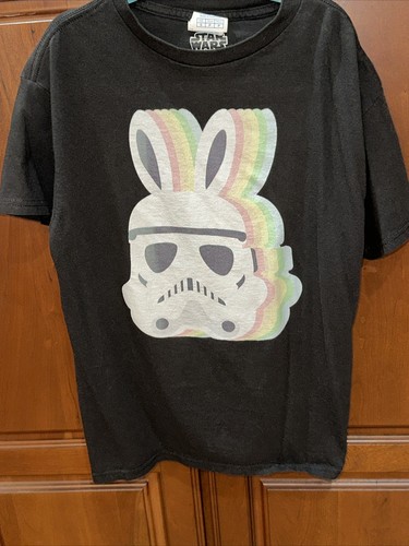 Star Wars Shirt Kids Size Small Black Stormtrooper Easter Bunny Fun Tee Boys - Picture 2 of 8
