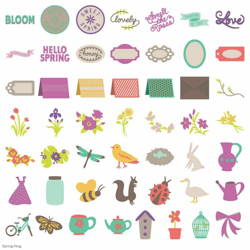 CRICUT *SPRING FLING* CARTRIDGE *NEW* FLORALS, COUNTRY ACCENTS, GARDENS, CARDS - Picture 3 of 3