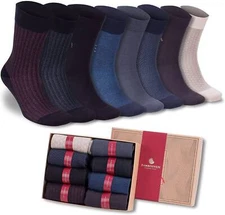 Men’s Bamboo Lightweight Dress & Trouser Socks – (8 Pack) 543