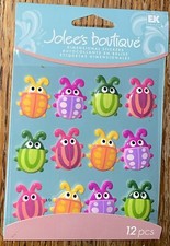 Jolees Cute Bugs Cabochons Scrapbook STICKERS Pink Green Purple Orange 3D Beetle