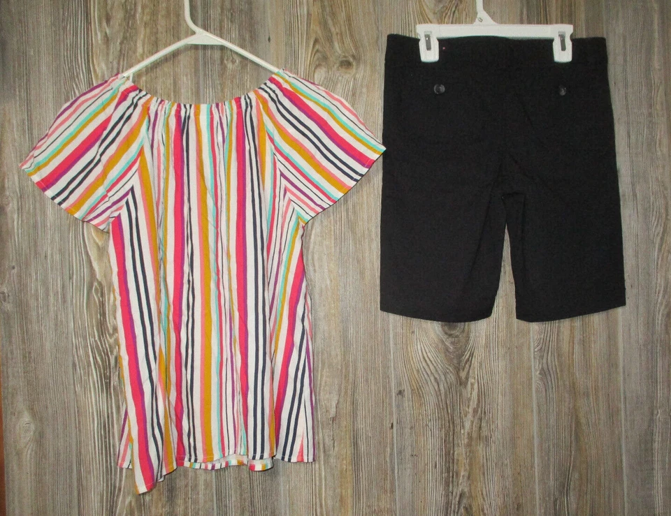 Lote de Pantalones Cortos Green Soda Negros Talla 12 Ajustables Cintura y Gato y Jack Blanco Rayas L Foto 2 de 4