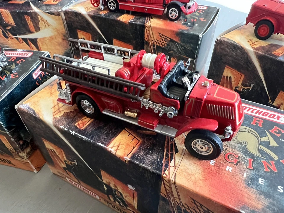 Vintage Matchbox Models Of Yesteryear Firetrucks New set of 5 firetrucks - Image 3 of 4