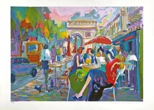 Isaac Maimon Bus Stop Cafe Serigraph on Paper Friend Landscape Art