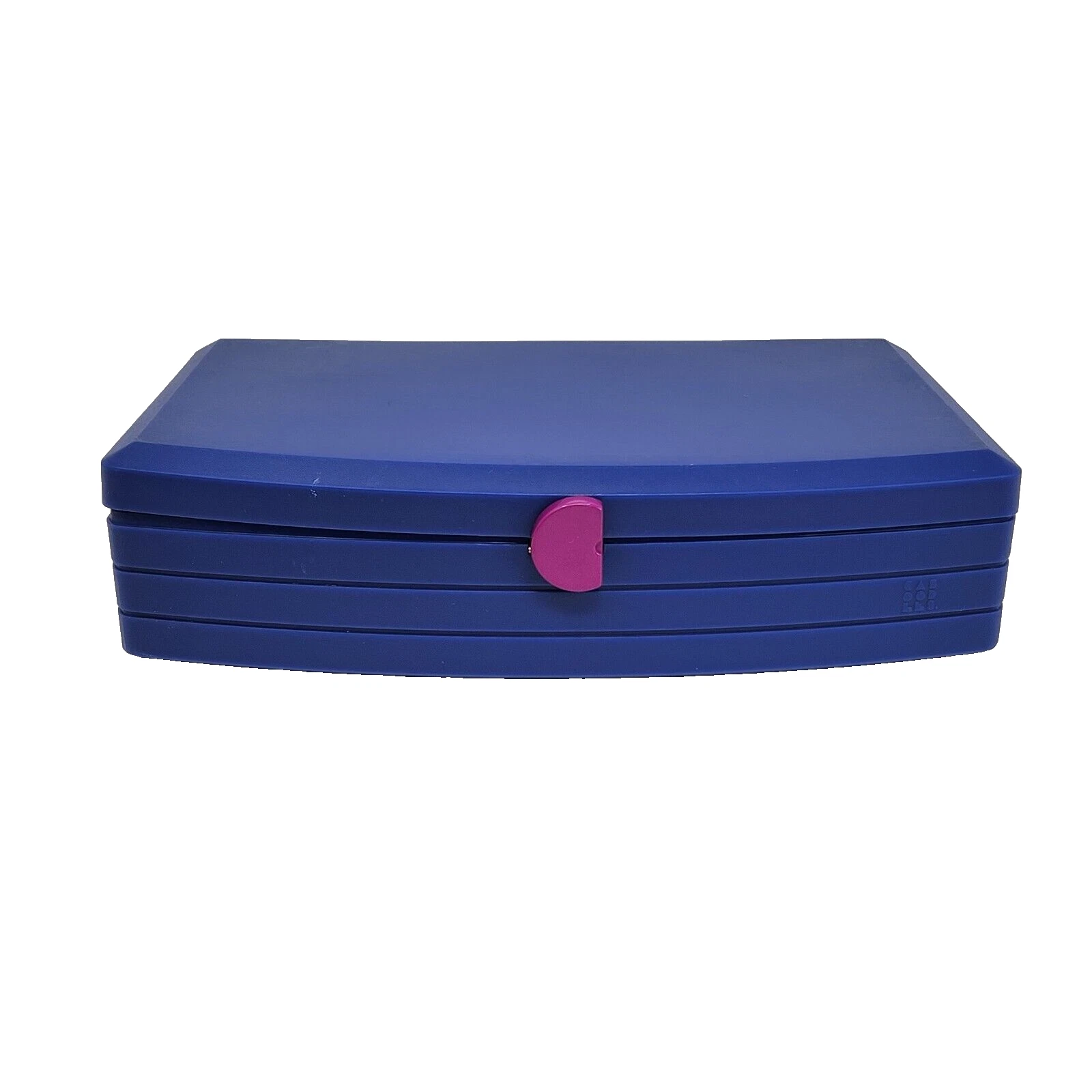 VINTAGE CABOODLES BLUE COSMETIC MAKEUP ORGANIZER STORAGE CASE MIRROR + TRAY