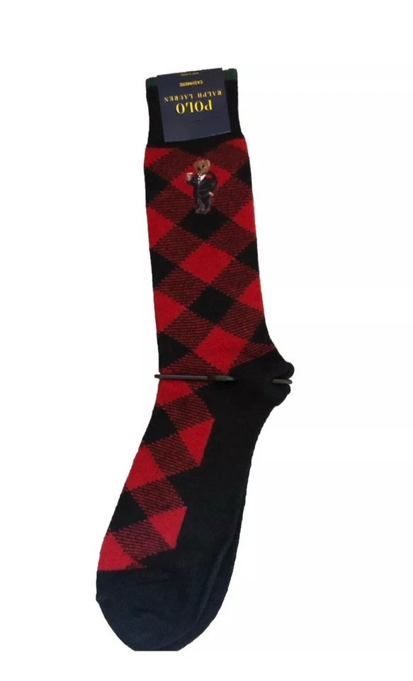 Calcetines Polo Ralph Lauren Cashmere Bear Martini para hombre talla 6-13 (1 par) NUEVOS $36 Foto 2 de 4
