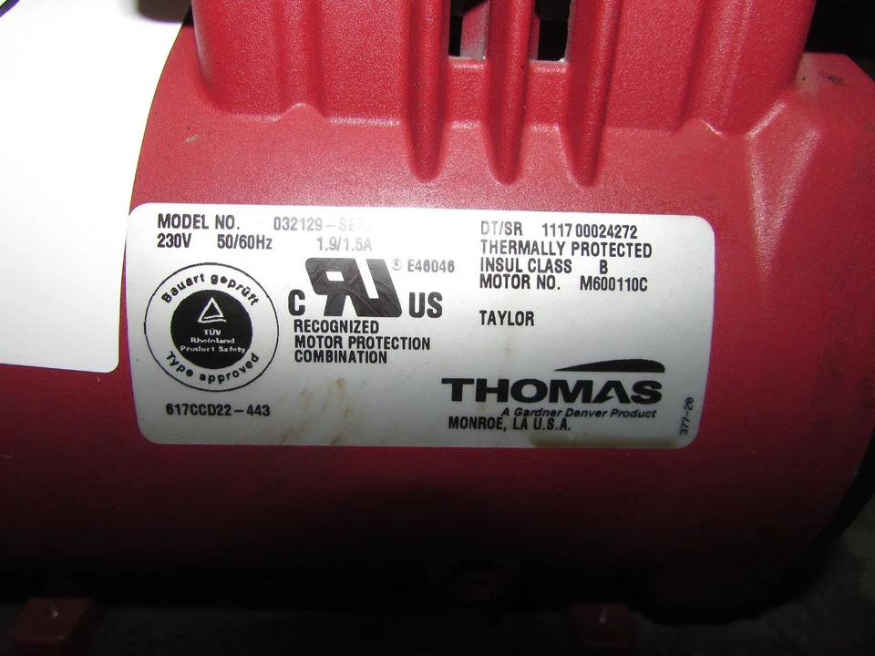 MODELO TAYLOR Nº 032129 - Compresor de aire SER2 Thomas 230V (X191) - Imagen 3 de 4