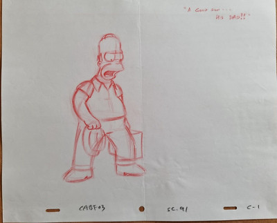 SIMPSONS TV Show Original Cartoon Animation Art Cel Drawing Homer Simpson #155