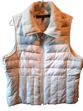 Kenneth Cole Reaction Down Filled Puffer Vest White Collar Sleeveless Women's XL
