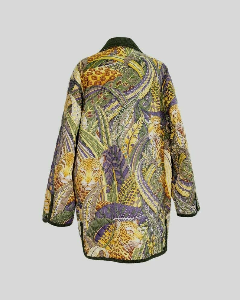 90's Vintage SALVATORE FERRAGAMO Leopard Jungle Print