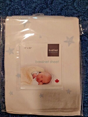 Kushies Bassinet Or Carriage Sheet stars 100% Cotton Fits 18x 30 Bassinet Pad