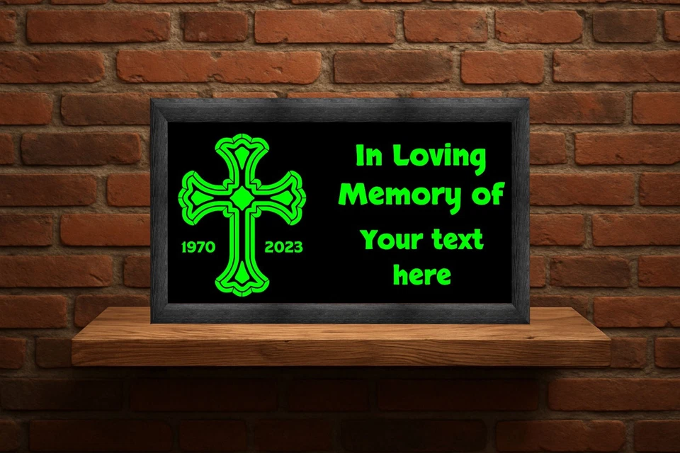 Placa de caixa de luz LED memorial - Personalizada em memória amorosa cruz 12x7 presente tributo - Imagem 4 de 4