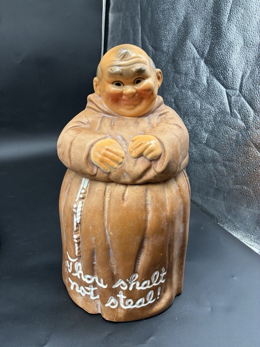 Vintage Original 1960 Cookie Jar Friar Monk Twin Winton Thou Shalt