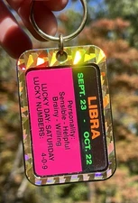New Libra Keychain Horoscope Astrology Sign September October Birthday Prism