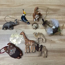 Lot Of 10 Christmas Ornaments Assorted "Animal Themed"