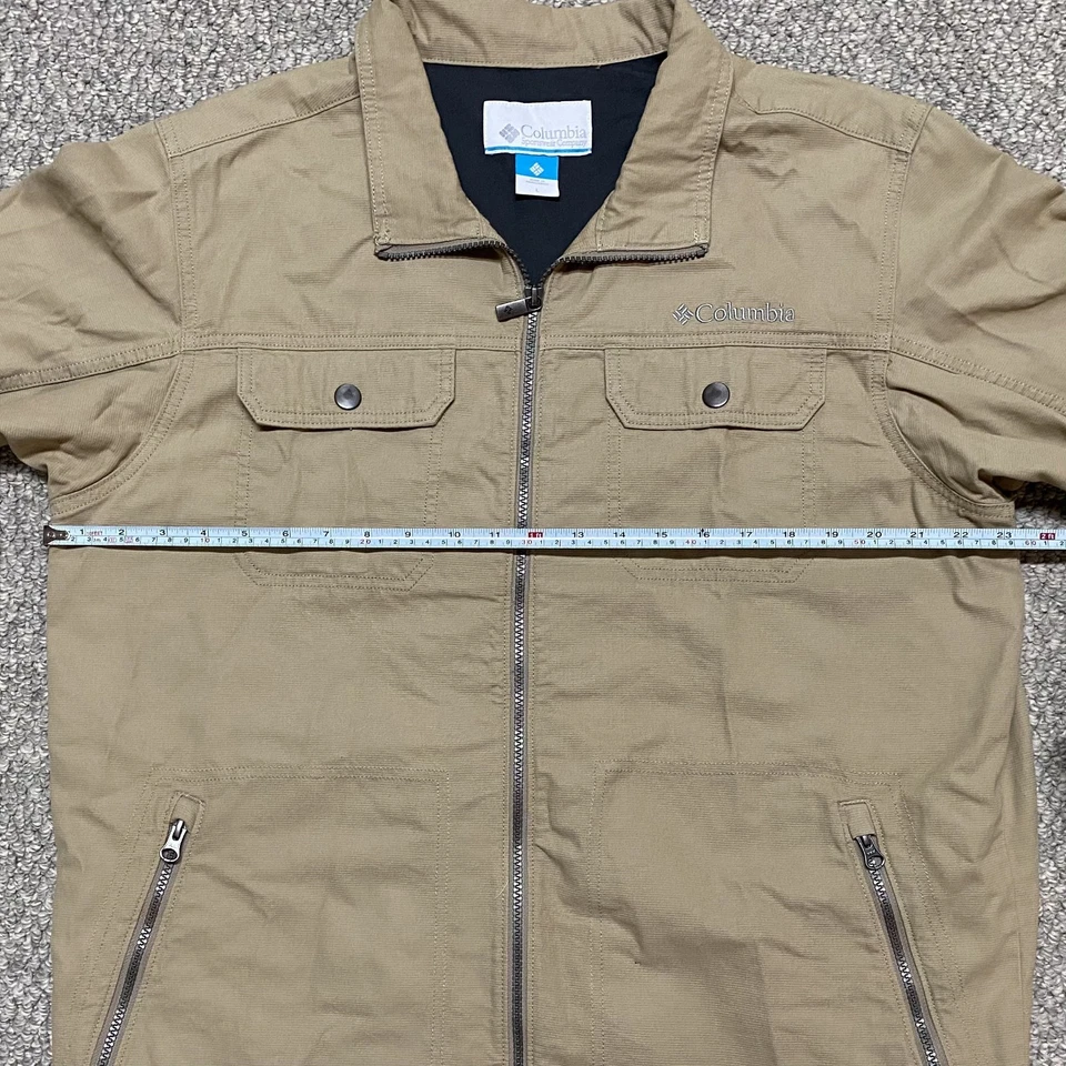 Chaqueta Para Hombre Columbia Ligera Cremallera Lona Beige Tostado Mediana Foto 3 de 4