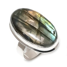 Natural Labradorite Gemstone 925 Sterling Silver Jewelry Ring Size 9 Gift Y538
