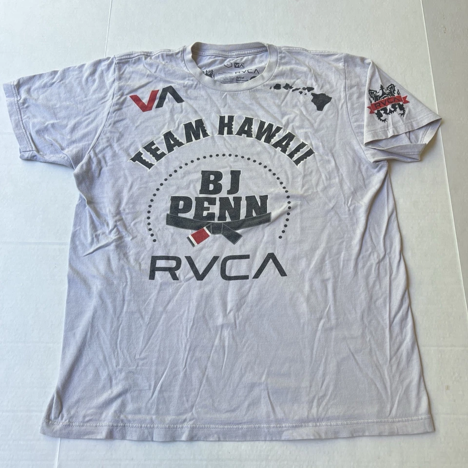 RVCA x BJ Penn Team Hawaii Islands MMA Fighter BJPenn.com Shirt Large Gray New - Image 2 of 4