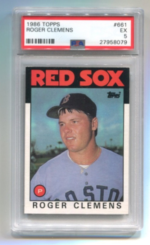 1986 Topps - ROGER CLEMENS - Card #661 - PSA 8 BOSTON RED SOX