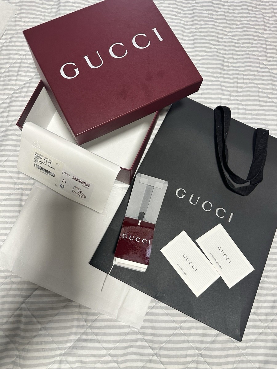 GUCCI Empty Shoe Kid Box Burgandy, tissue paper, Card & Tag Holder