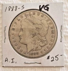 VG+  1888-S Morgan Silver Dollar $1. in Very Old Holder -  C9361X