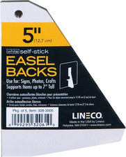 Lineco 328-3005 White Single-Wing 5" Self-Stick Chipboard Easel Backs 5/Pkg