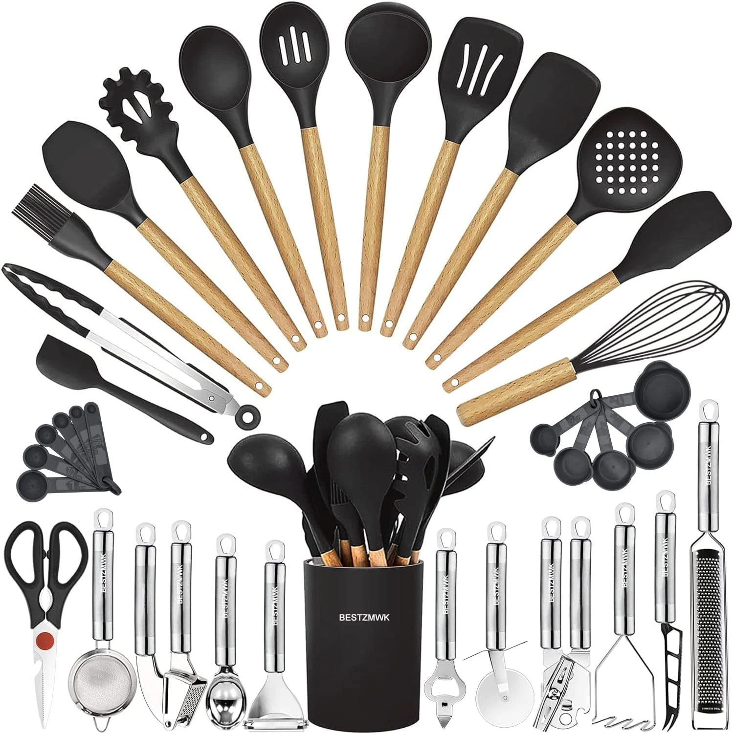 Cooking Utensils Set- 35 Pcs Kitchen Utensils with Grater,Tongs, Spoon Spatula &