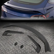 FOR 17-22 TESLA MODEL 3 3-PC MATTE BLACK REAR TRUNK SPOILER LIP WING BODY KIT