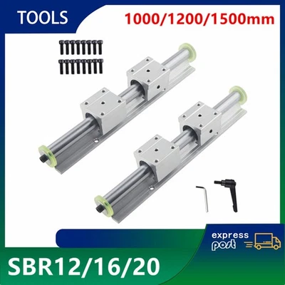 MARKENLOS 2x SBR12/16/20 Linearführung Gleitschiene+4x Linearblock+4x Befestigungsring set