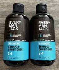 Every Man Jack Coconut & Vanilla 2-in-1 Shampoo + Conditioner, 8 fl oz Lot of 2