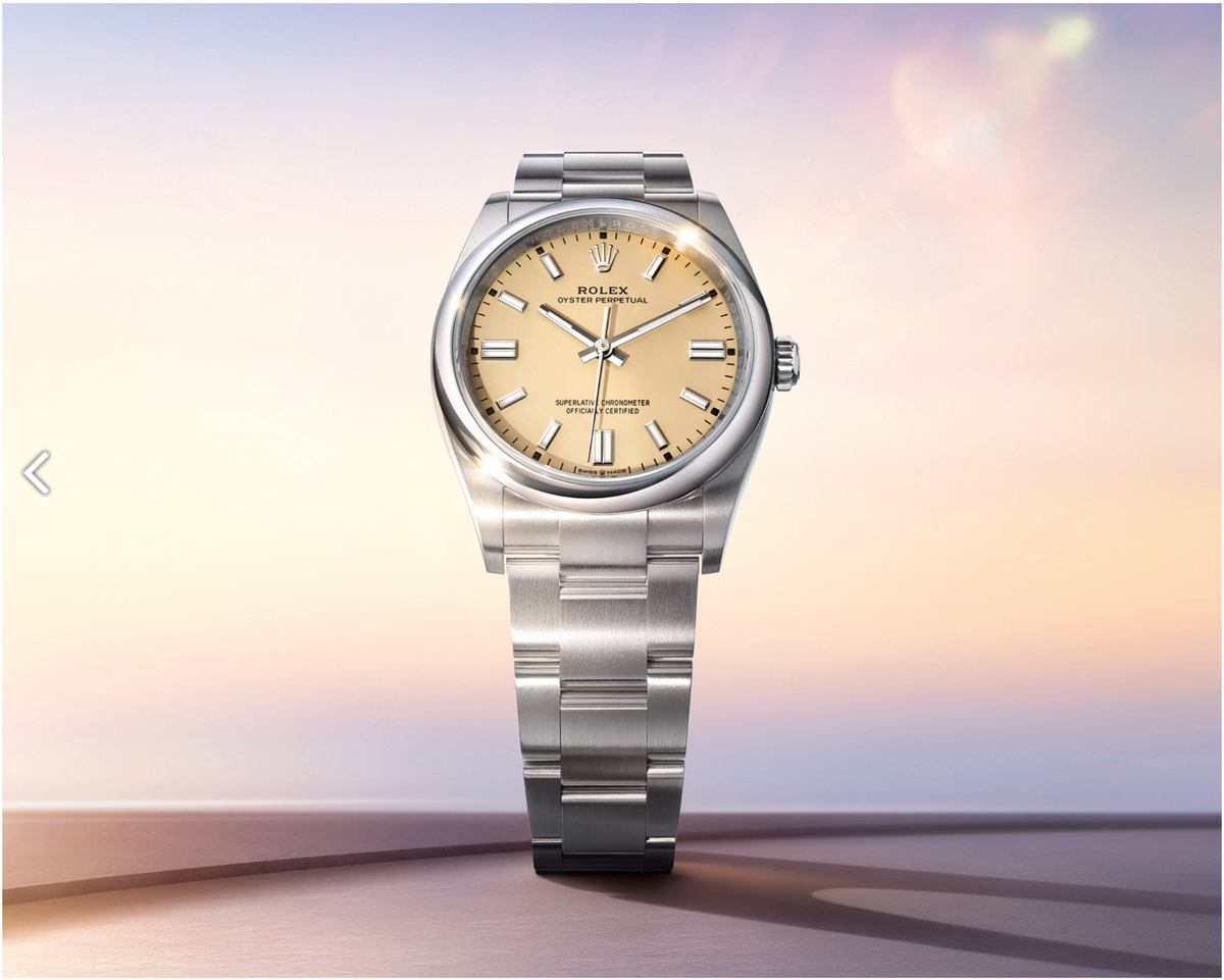 2025 NEW Rolex Oyster Perpetual 34mm - Beige Dial - Stainless