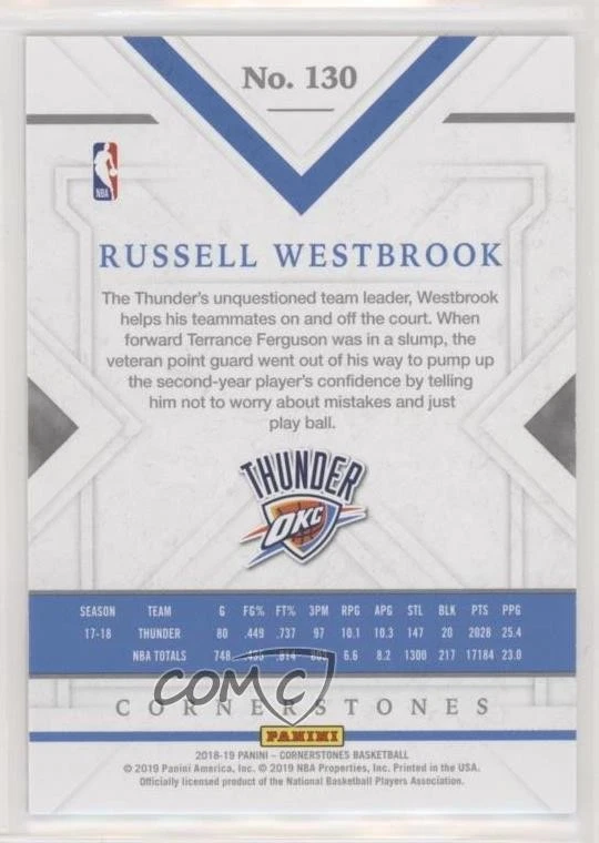 2018-19 Panini Cornerstones /139 Russell Westbrook #130 - Image 2 of 2