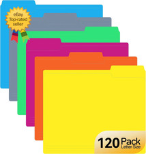 Colored File Folders 120 Pack Letter Size 8.5 x 11 1 3 Cut Tabs Assorted ColorsO