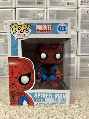 Funko Pop Marvel Universe Spider-Man #03 OG Large Font First Run 🔥 🔥 🔥