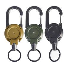 3Pcs Heavy Duty Retractable Keychain Carabiner Badge Holder Steel Wire Cord Reel