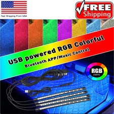 4x 48led Rgb Car Interior Light Atmosphere Strip Music Bluetooth App Control Us