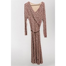 Soft Surroundings Women's XL Magenta Floral Tie Waist Wrap Maxi Dress New