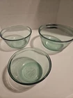 Vintage Green Glass Anchor Hocking Ovenware Mixing Bowl Set 1qt, 1.5qt, 2.5qt