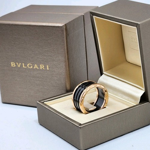 Bvlgari B.zero1 Four-band Ring 18K Rose Gold & Black Ceramic, Size: 63