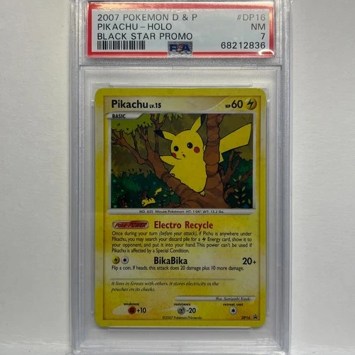 PIKACHU 2007 POKEMON DIAMOND & PEARL BLACK STAR PROMO HOLO #DP16 PSA 7