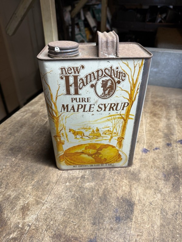 Rare Old Man Of The Mountain New Hampshire NH Pure Maple Syrup Gallon Tin Can