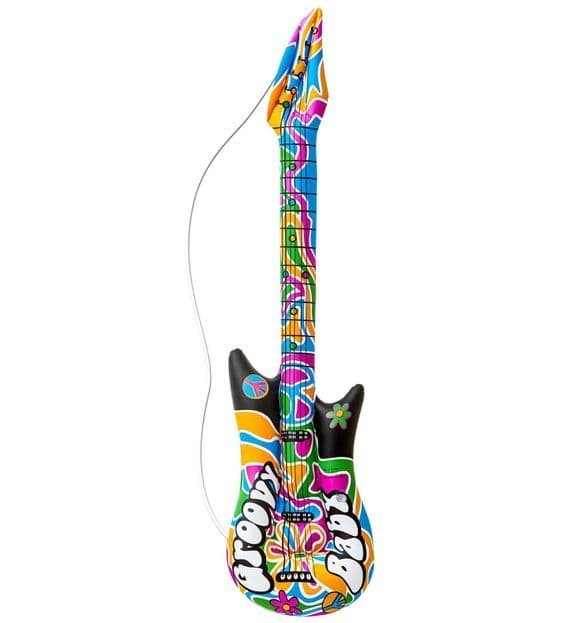 1960s Inflatable Groovy Guitar Hippie Fancy Dress Costume Prop