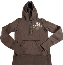 American Eagle Tan Hoodie Women s XS Pullover Long Sleeve Embroidered Logo Sweat