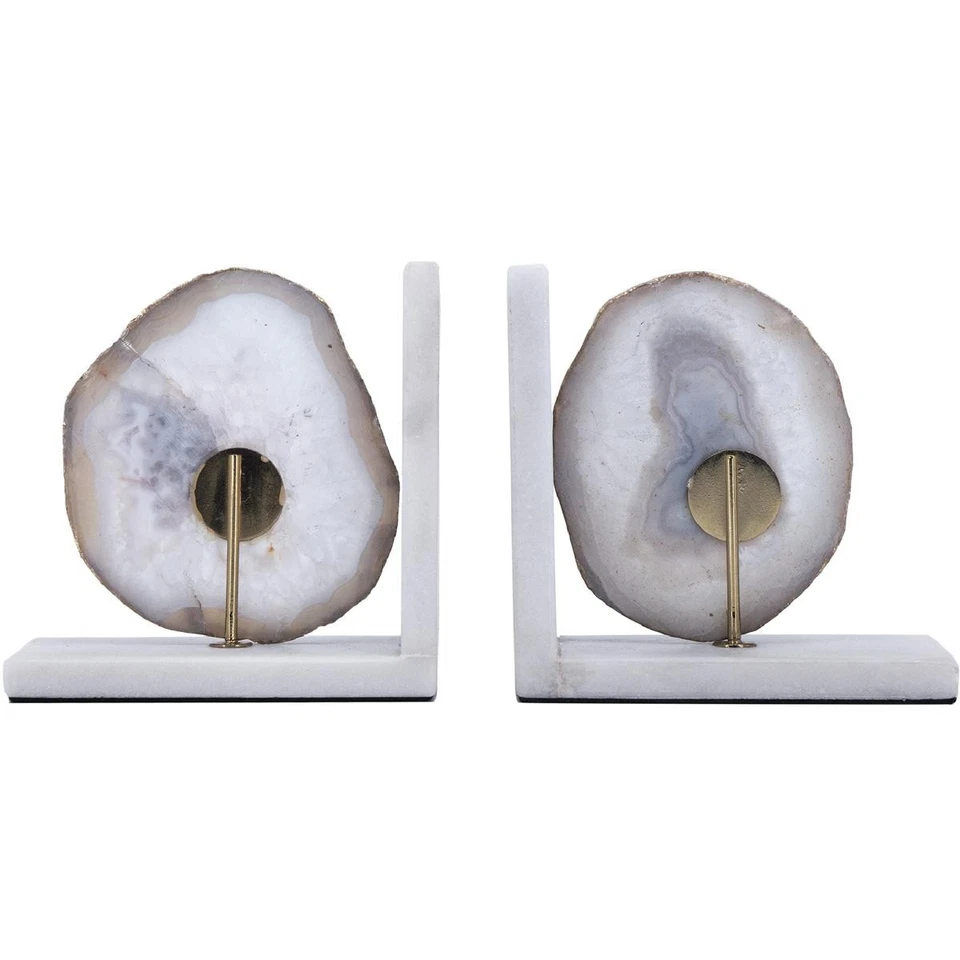 A&B Home 82956-WHIT-SA Agate 5.5 X 3 inch White Bookends - Image 3 of 4