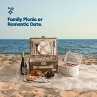LIVIVO Lomond 4 Person Wicker Picnic Basket with Cooler Bag