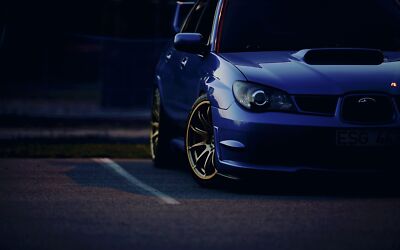 Anime subaru impreza wrx sti tuning car blue cars Play Gaming Mat Desk