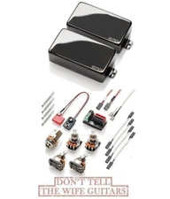 EMG 81 + 60 BLACK CHROME ACTIVE HUMBUCKER PICKUP SET SHORT SHAFT POTS & WIRING